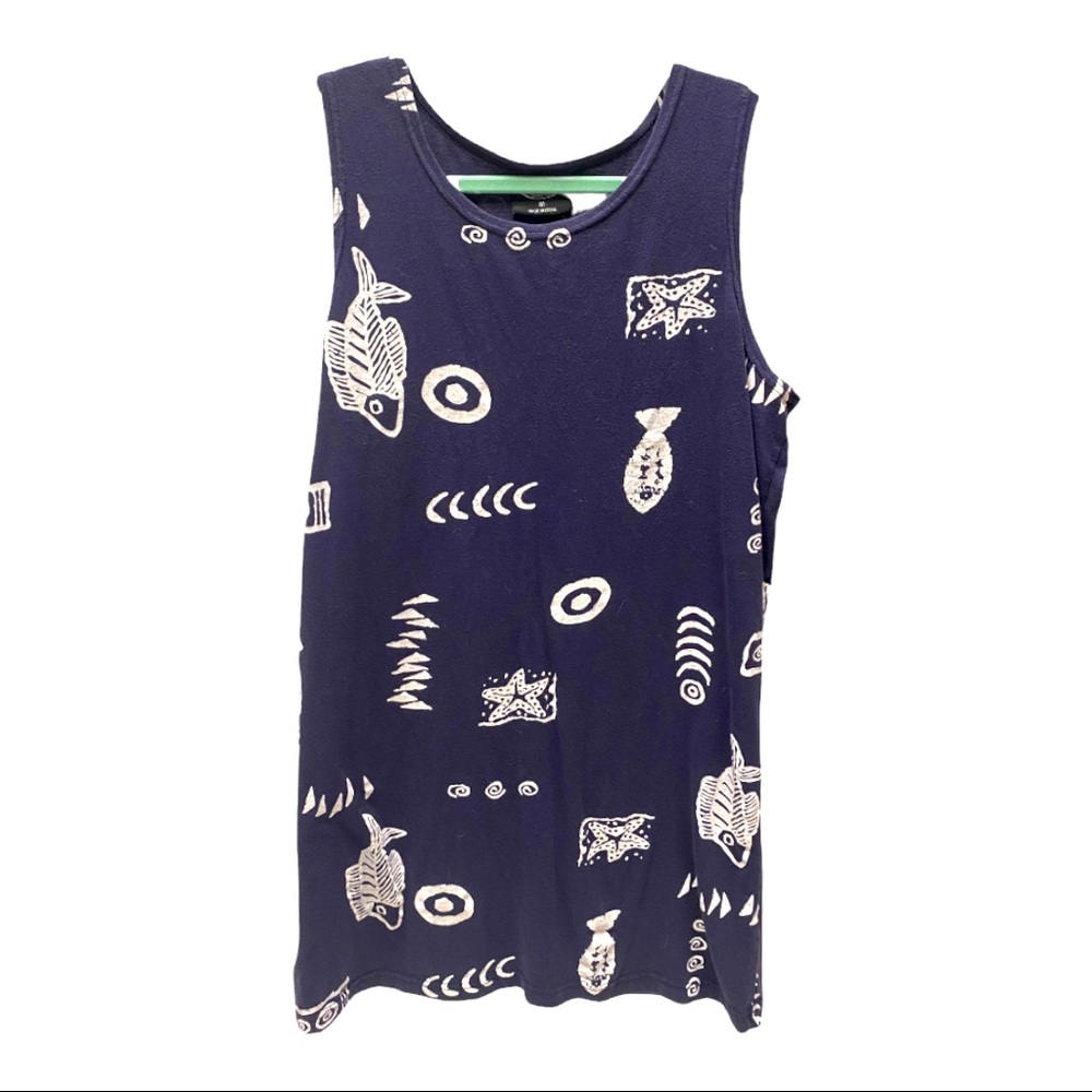 Tribal Fish Pattern Beach Cover Up Short Lightweight Dress